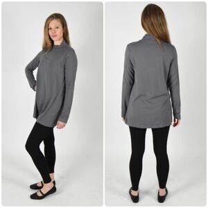 Bryn Walker Sz Small Mock Lara Tunic Bamboo Cotton Lagenlook Oversized Grey